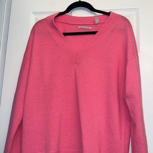 Trenery italian luxurious soft merino cashmere pink v-neck sweater oversized M